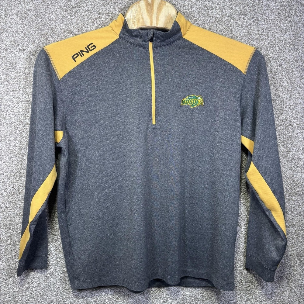 North Dakota State Bison Sweatshirt Mens XL Gray Golf PING Quarter Zip Pullover